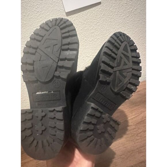 Annie Black Girl Heel Booties with Cute Button/Crystal with Faux Fur Size 11 - Picture 10 of 10